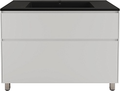 Style Line Тумба с кварцевой раковиной антрацит Лима 100 Plus эмаль белая матовая – фотография-1